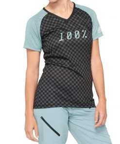 bikes.com.au Sale 14 100 Percent 100% Airmatic Womens Jersey - Seafoam Checkers