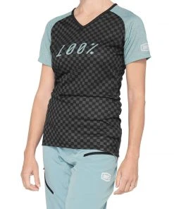 100 Percent 100% Airmatic Womens Jersey - Seafoam Checkers