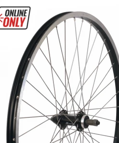 Generic 26" MTB Alloy Screw-on Rear Wheel - Black Rim - Silver Spokes PARTS