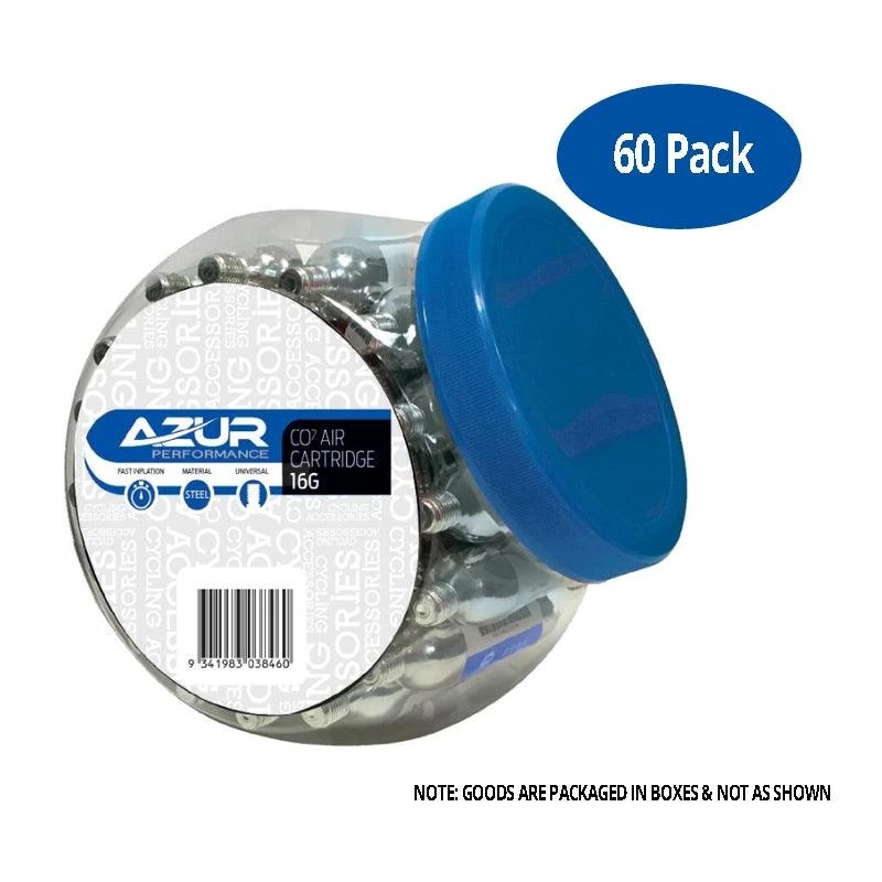 Azur ACCESSORIES 60x CO2 Cartridges - 16g - Threaded Azur ACCESSORIES 60x CO2 Cartridges - 16g - Threaded