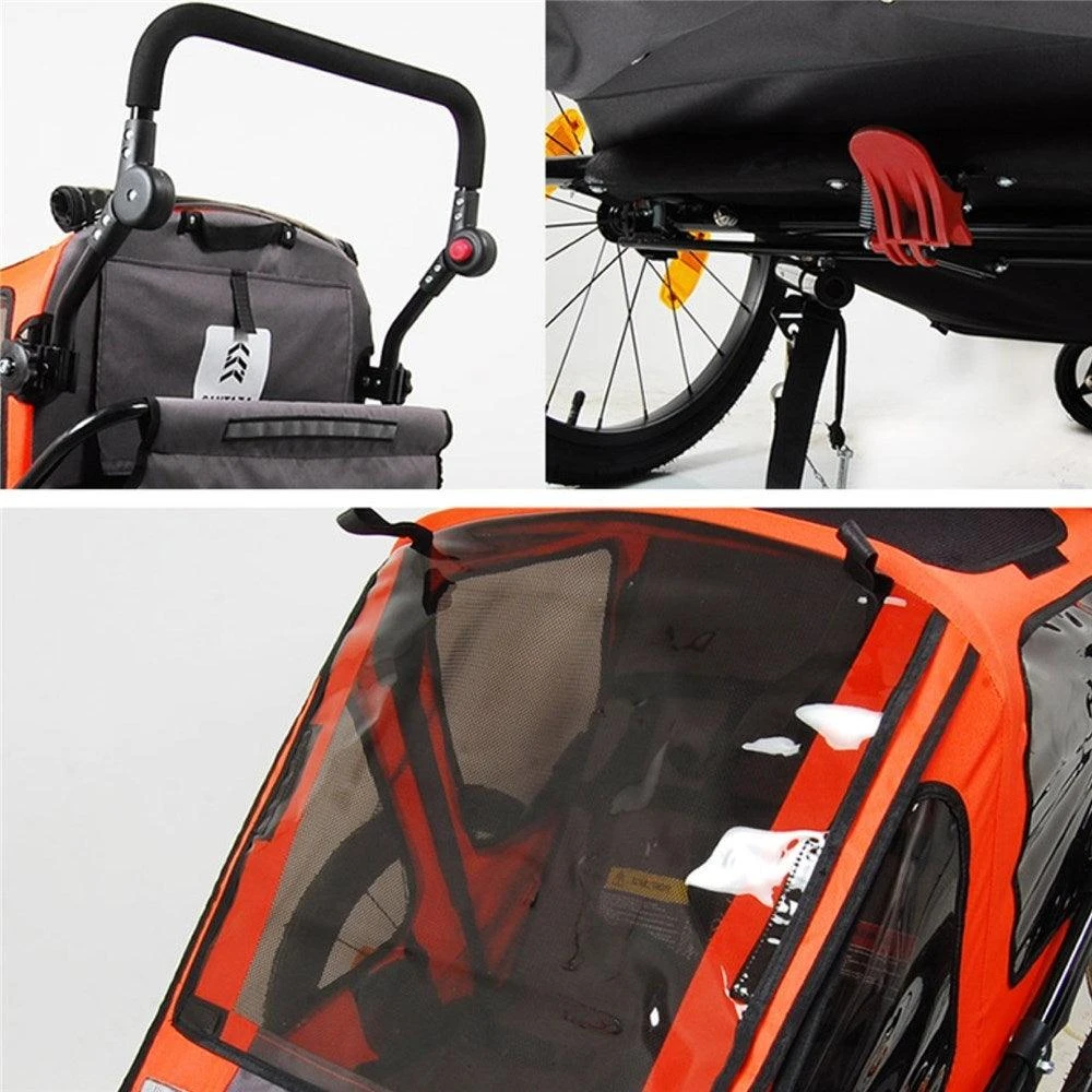 Satori Santaza Kids Bike Trailer - 2 IN 1 TRAILER/WALKER - Orange Satori Santaza Kids Bike Trailer - 2 IN 1 TRAILER/WALKER - Orange